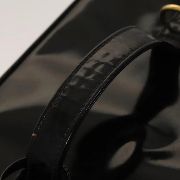 CHANEL Vanity Hand Bag Enamel 2way Black Gold CC Auth 130982 - Picture 8 of 16